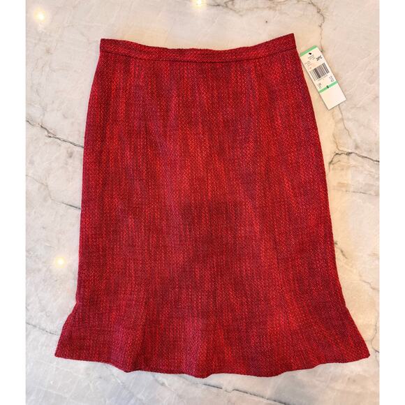 NWT Kasper Suit Size 8 Red Tweed 3-Piece Suit Skirt Christmas Holiday Party - Picture 4 of 14